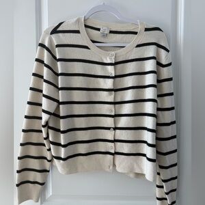 a new day women’s soft cozy black, and cream striped cardigan large